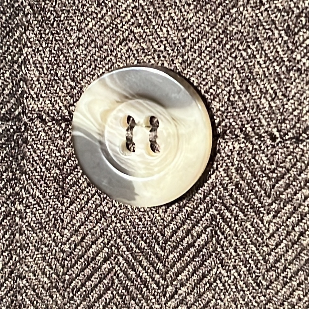 ANTONIO MELANI Career Olive Fitted Subtle Herringbone Blazer Collar Detail SZ 12 - Picture 5 of 16